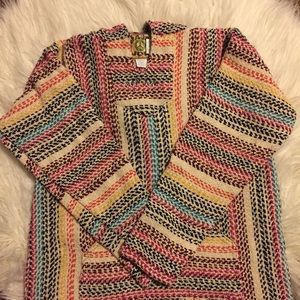 Baja Joe Boho Retro Colorful Sweater Poncho